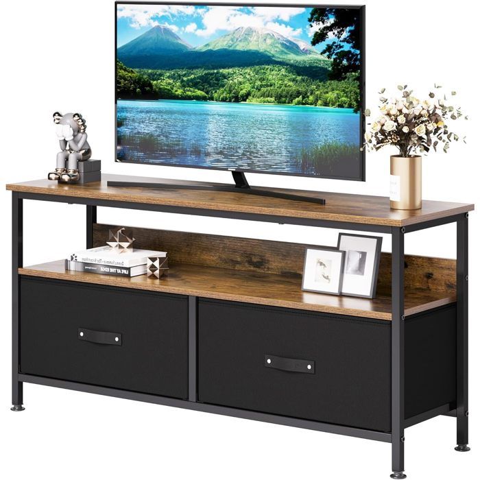 MEUBLE DE CHAMBRE / COMMODE DE CHAMBRE-MARRON- AVEC 2 TIROIR EN TISSU-MEUBLE TV