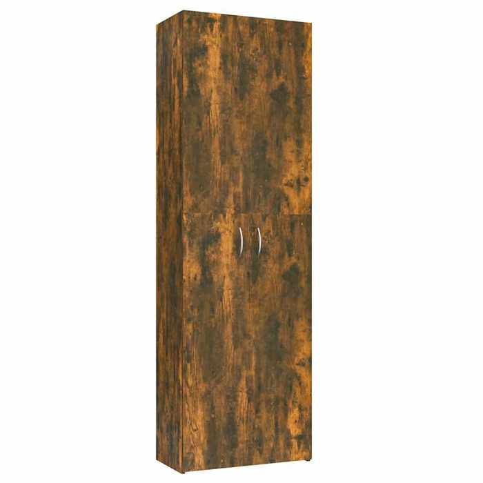 NEW 2025 - Armoire de bureau verticale pour dossiers lettre Chêne fumé 60x32x190 cm Bois dingénierie @@345