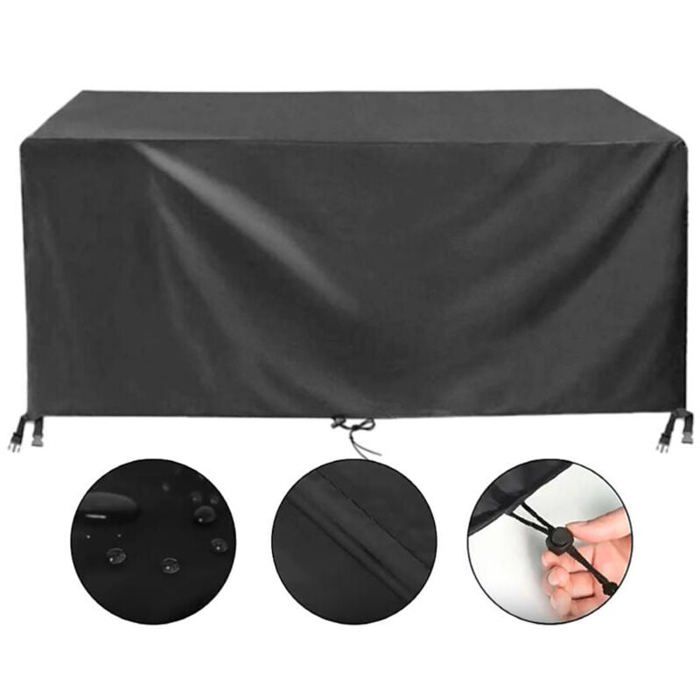 Housse Salon de Jardin Noir 420D Tissu Oxford Imperméable Rsistance Anti UV Bache Table De Jardin Housses de Protection pour mobili