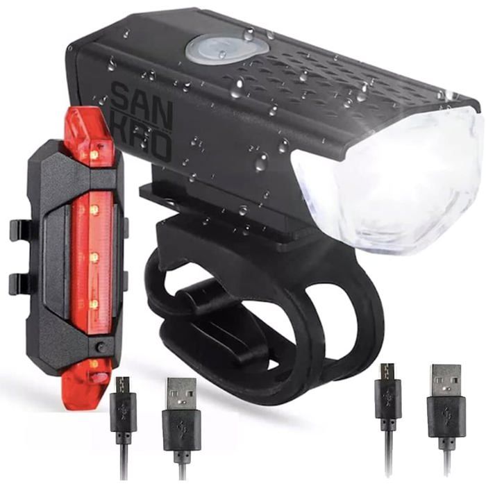 LUMSECURE Lumiere Velo Avant et arrière 6400mah New 2024 Eclairage Velo a LED Puissant 2400