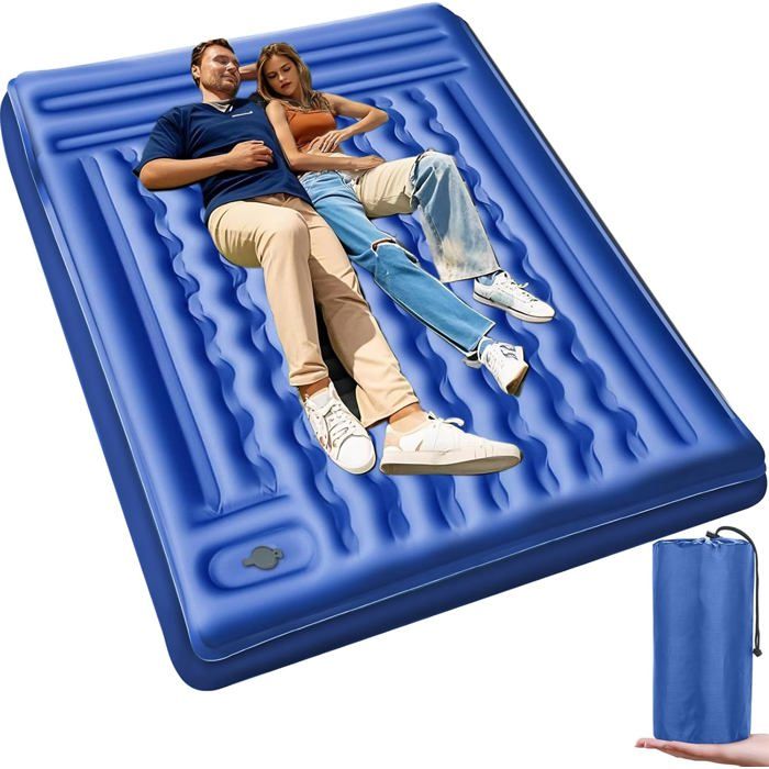 Matelas Autogonflant Matelas 2 Personnes 12cm Ultraléger avec Pompe à Pied et Oreillers