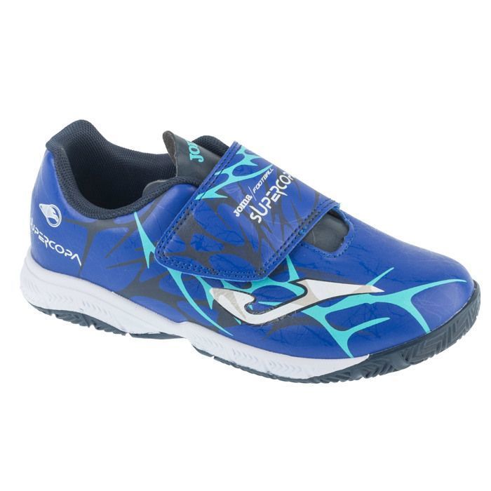 Chaussures de foot en salle - JOMA - Super Copa Jr 25 SCJW INV - Bleu - Cuir synthétique - Scratch