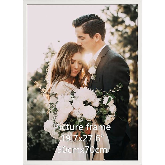 Cadre photo aluminium blanc 50x70 cm – Pour photos et puzzles décoration de chambre lumineuse CADRE PHOTO