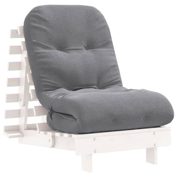 Canapé-lit futon en bois - vidaXL - Dossier réglable - 60x206x11 cm - Bois de pin massif - Matelas en mousse - Blanc Canapé-lit futon en bois - vidaXL - Dossier réglable - 60x206x11 cm - Bois de pin massif - Matelas en mousse - Blanc