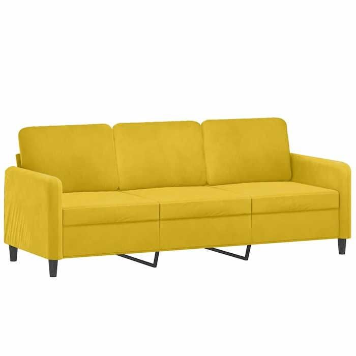 Promotion janvier Canapé 3 places - MANGO - SOFA TRIPLE - avec oreillers - décoratifs jaune 180 cm - velours - SS415