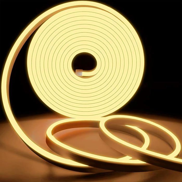5m Ruban Led Exterieur Etanche ip65 Blanc Chaud LED Bande Lumineuse 220V Flexible Néon LED Bande 2835 120 5M Jaune