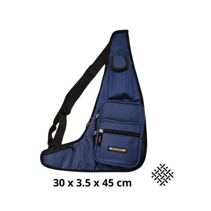 Sacoche Multi-Poches pour Homme - Sac Bandoulière en Nylon Bleu