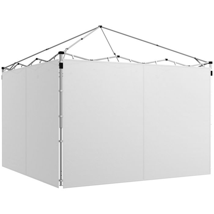 Lot de 2 panneaux latéraux pour tonnelle - Outsunny - facile à assembler tissu Oxford - 295 x 195 cm - blanc