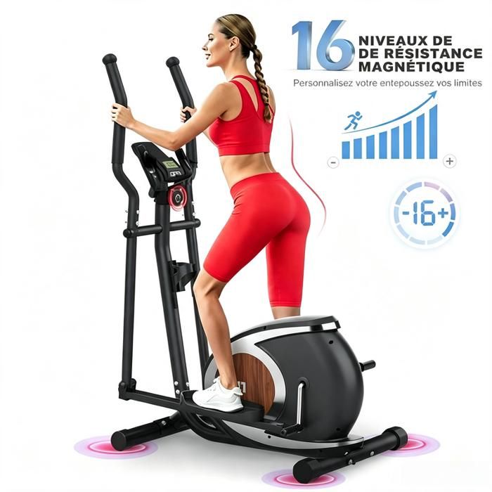 Vélo Elliptique dAppartement Fogwake- 16 Niveaux de Résistance - Jusquà 120 kg- Bluetooth APP- Écran LCD -98 x 54 x 160 cm - Noir