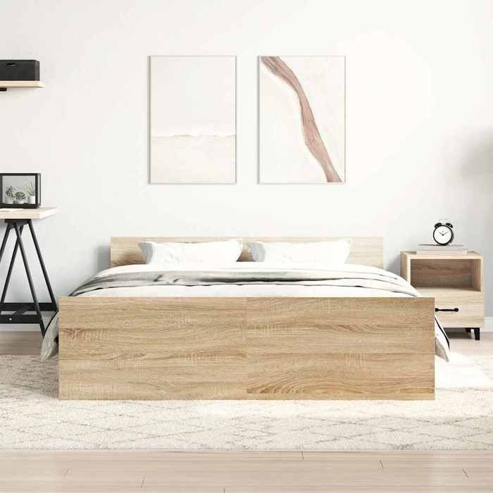 Lit 120x190 cm Lit simple VIDAXL Cadre de lit MODERNE sans matelas chêne sonoma L8529