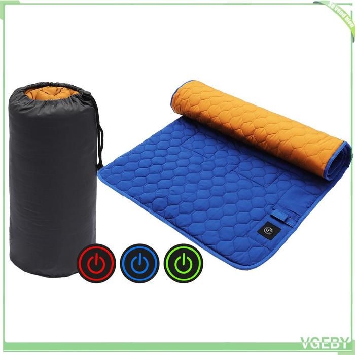 Fafeicy Tapis de couchage chaud pour tente Tapis chauffant dhiver Tapis de couchage chauffant USB Matelas sport combinaison Bleu