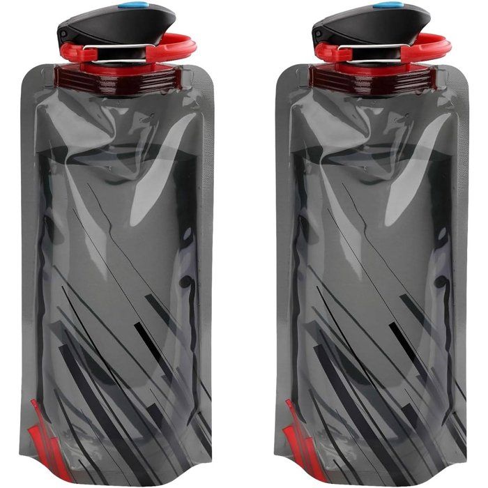 Bouteille deau pliable 2 pièces portable noir randonnée camping vélo sport extérieur voyage