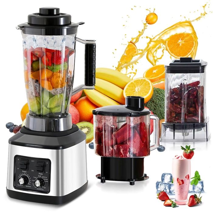 Blender Multifonction 9500 W Blender à Smoothies avec Bols 3 L + 1 5 L + 0 5 L 15 Vitesses 8 Lames Sans BPA Fonction Minuterie