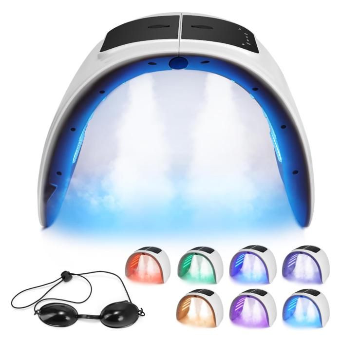 Masque LED Visage 7 Couleurs Pliable Masque Luminothérapie Visage avec Fonction Spray Masque Facial LED Pour Anti-âge Rajeunissement