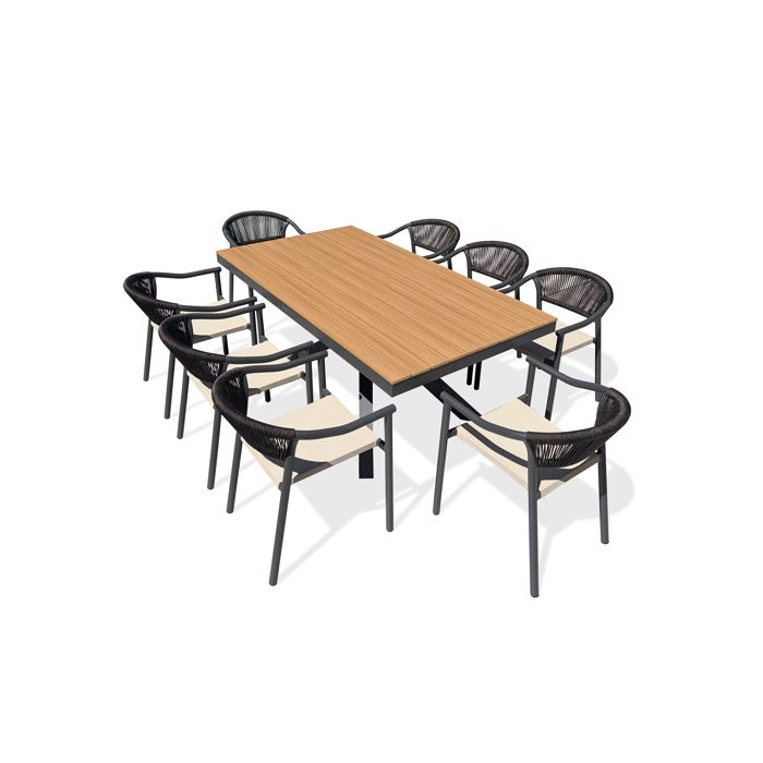 Ensemble repas de jardin 8 places en alu (fauteuils SUMBA) - Gris anthracite - LAMU Ensemble repas de jardin 8 places en alu (fauteuils SUMBA) - Gris anthracite - LAMU