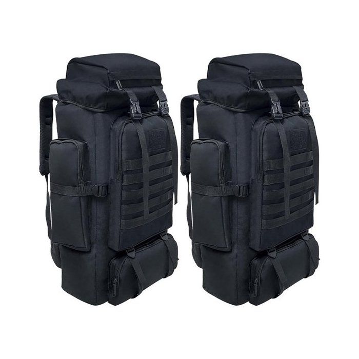 Sac à dos tactique étanche 80 L - Grand sac à dos militaire de survie en extérieur idéal comme kit durgence pour adultes - Noir