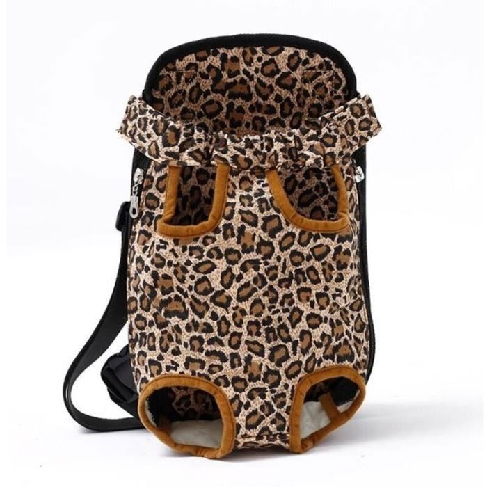 Sac à dos transport animal - Respirant et léger Mains libres - Chien ou chat - XL Léopard