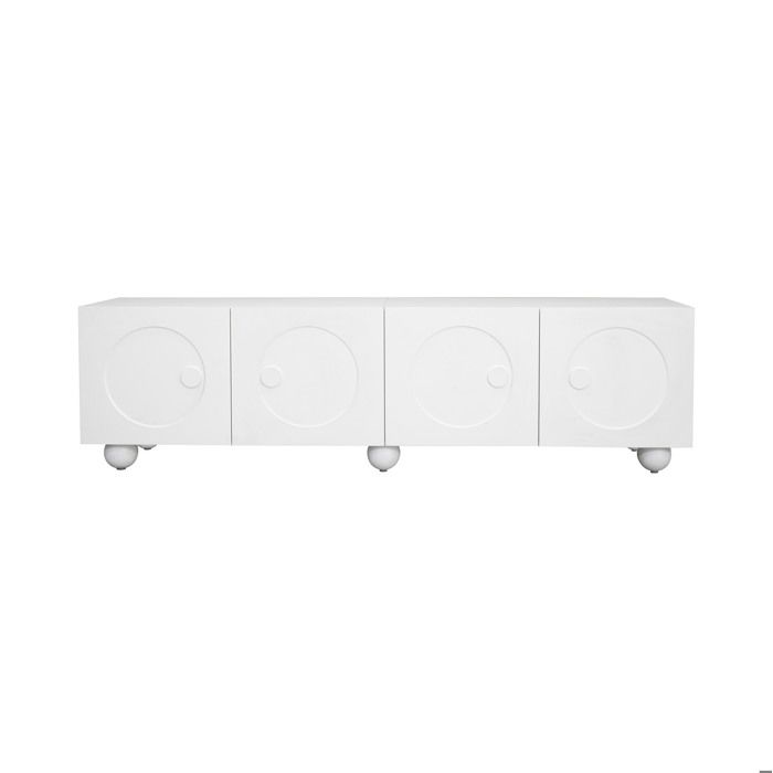 Meuble TV blanc mat 4 portes à relief 3D – 180 5 x 38 x 50 cm