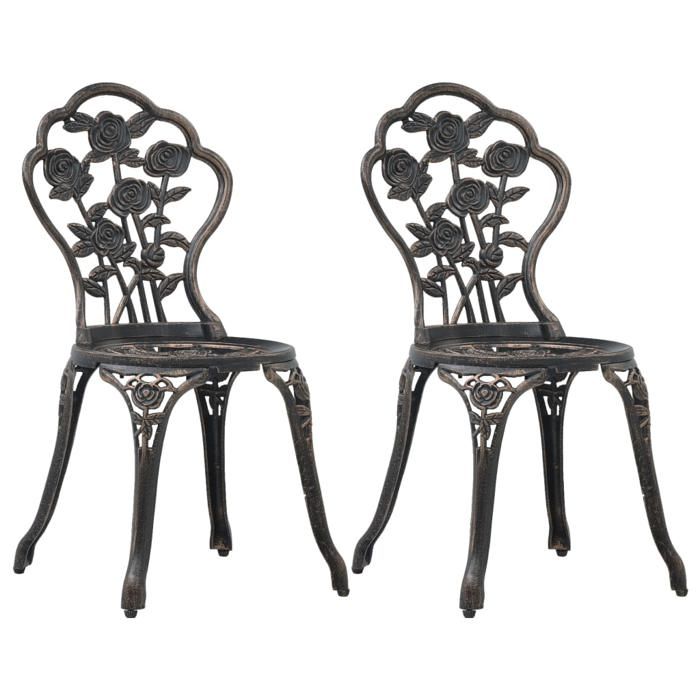 Set de 2 Chaises de Bistro Bronze - (par siège) : 110 kg&Anti Intempéries - aluminium - 41 x 49 x 81 5 cm @qhk79k