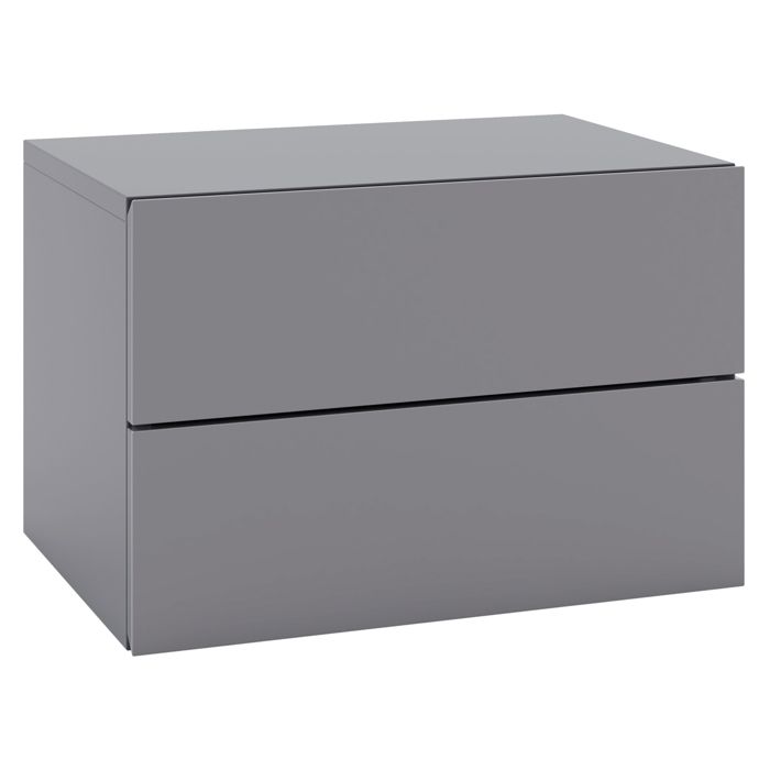 Table de chevet murale suspendue avec tiroirs et étagère de rangement coloris gris