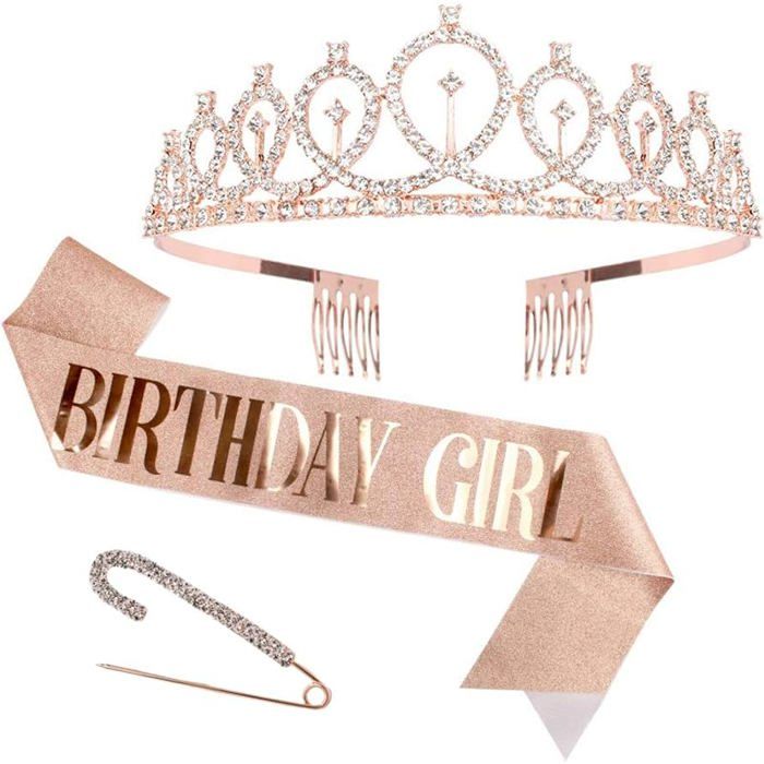Women& Pink Gold Birthday Crown Scarf and Crown Kit Birthday Girl Rose Gold Costume Birthday Girl CROWN BALLON DECORATIF