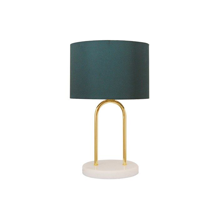 Lampe à poser en acier et marbre - D. 25 cm x H. 41 cm - Bleu canard - NOUR Lampe à poser en acier et marbre - D. 25 cm x H. 41 cm - Bleu canard - NOUR