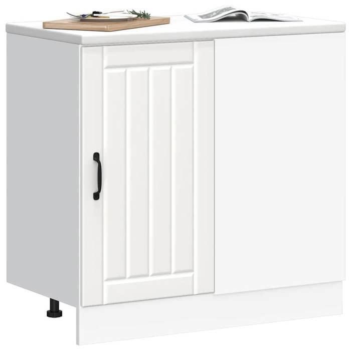 Elégance-Chic Meuble bas de cuisine Lucca - blanc - bois dingénierie - 86 x 46 x 815 - 86 x 46 x 815 - Cabinet de rangement - va