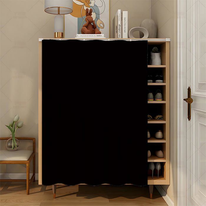 Rideau darmoire de cuisine avec sangles auto-adhésives anti-poussière Noir 100x60cm