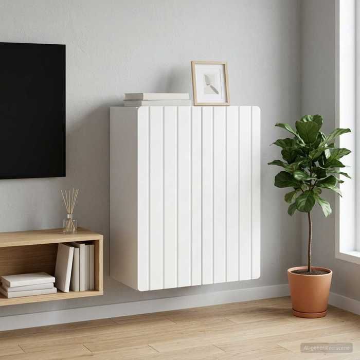 Moderne Armoire Murale pratique - Blanc - 59x31x64 cm - Bois dingénierie - Placard/Armoire Haut @FR1486