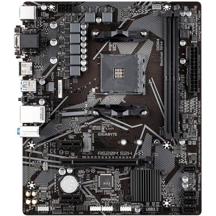 Gigabyte A520M S2HP AMD A520 Socket AM4 DDR4 Micro ATX Ethernet Gigabit RGB Noir - vue 2