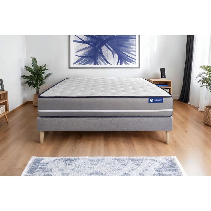 Ensemble Matelas Sommier 200x200 Cm Sommier Gris En Kit Actilatex