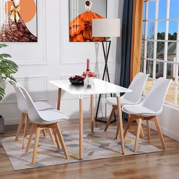 Ensemble de table et chaises - table blanche avec 4 chaises au design  scandinave - Conforama