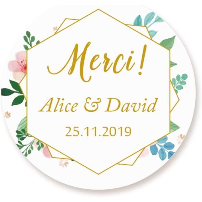 48 STICKERS étiquettes Autocollants d'or Merci mariage PERSONNALISéS