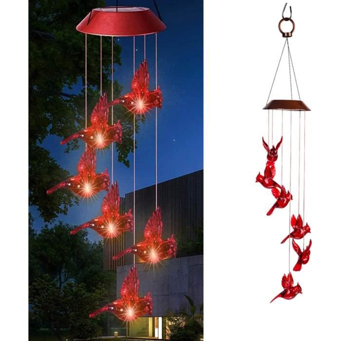 Carillon à Lumière Solaire Riuty - LED Changeante, Étanche, Auto-allumage - Décoration Jardin, Balcon, Fête