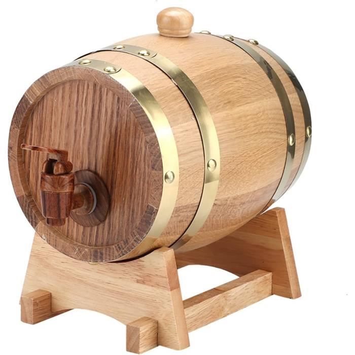Tonneau à Vin En Chêne Sur Support - 1,5L - Décoration Vintage - Distributeur Intégré