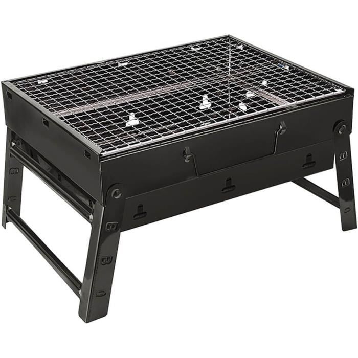 Barbecue Portable Pliable En Acier Inox - Charbon De Bois - Pour Camping Et Pique-nique