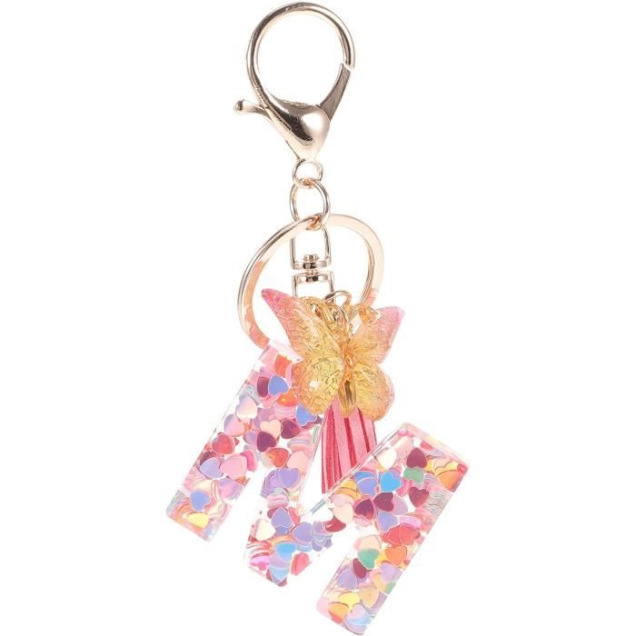 Porte-clés Lettre à Paillettes MORSUNBELA - Pour Femme, Strass Brillant