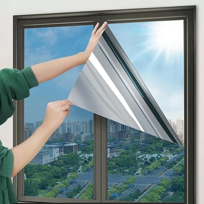 Film Miroir Pour Fenêtre 90x200 Cm – Anti-regard, Anti-chaleur – Argenté, à Coller