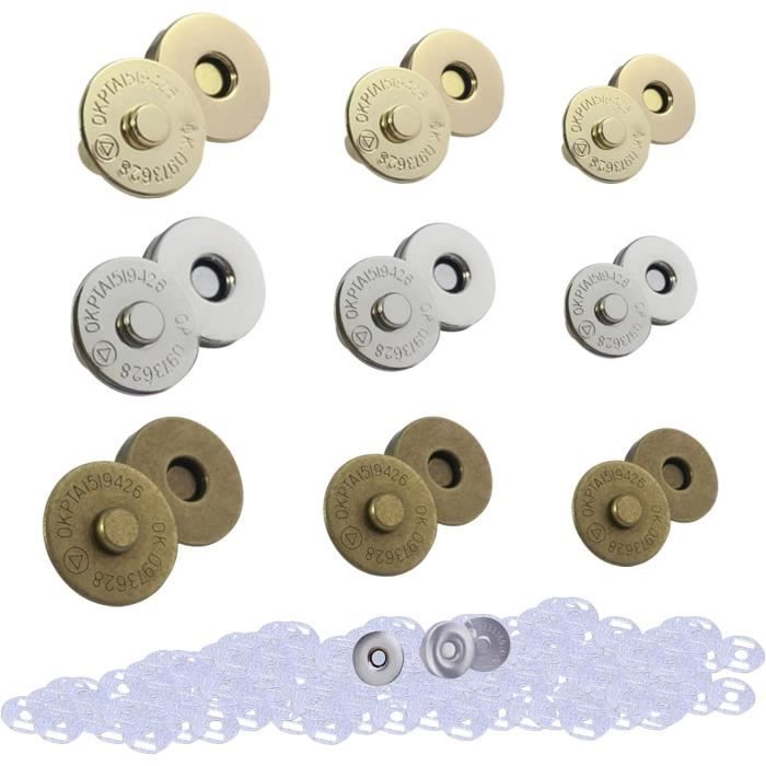 60 PCS Boutons Fermoirs Magnétiques pour Bricolage Pour Sac en Tissu,Vêtements,Couture,Artisanat