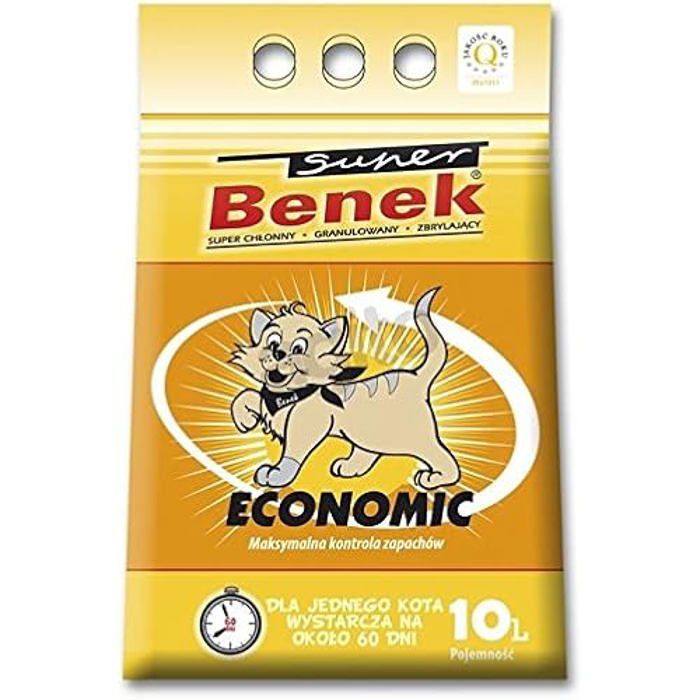 Litière agglomérante - Super Benek - Economic - 30L - Haute Absorption - Végétale