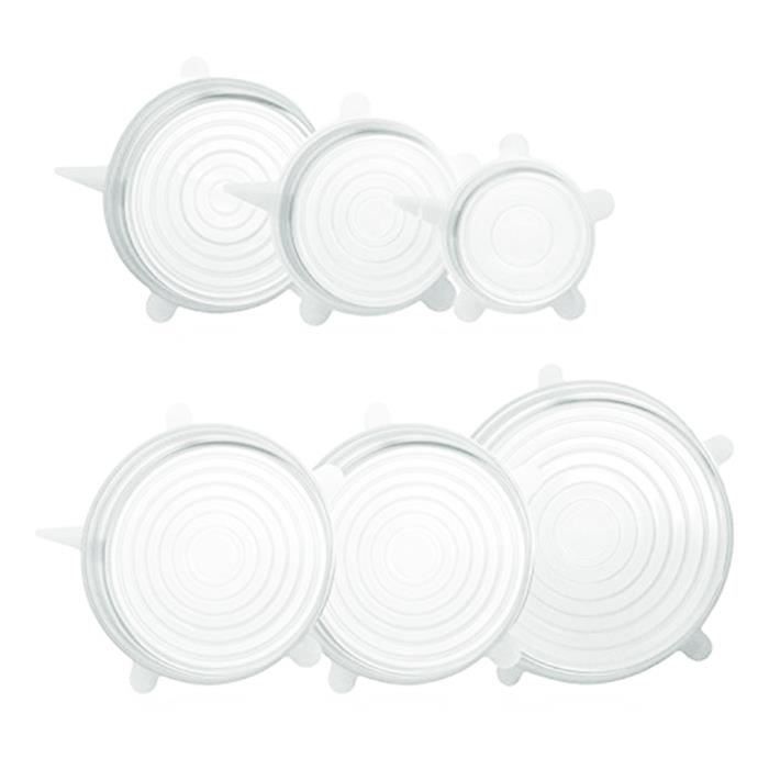 Lot de 5 couvercles en silicone réutilisables - Résistants à la poussière - Résistants à la chaleur - 5 tailles - Pour bols, casseroles, assiettes, tasses - Couleur régulière