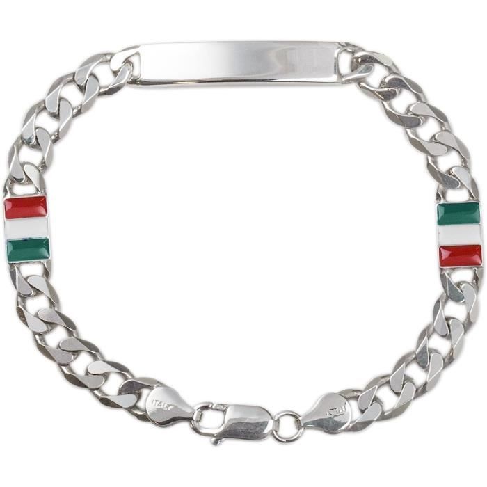 Bracelet Chaîne Gourmette En Argent 925 Rhodié - Unisexe Fabriqué En Italie - 19/20/22 Cm