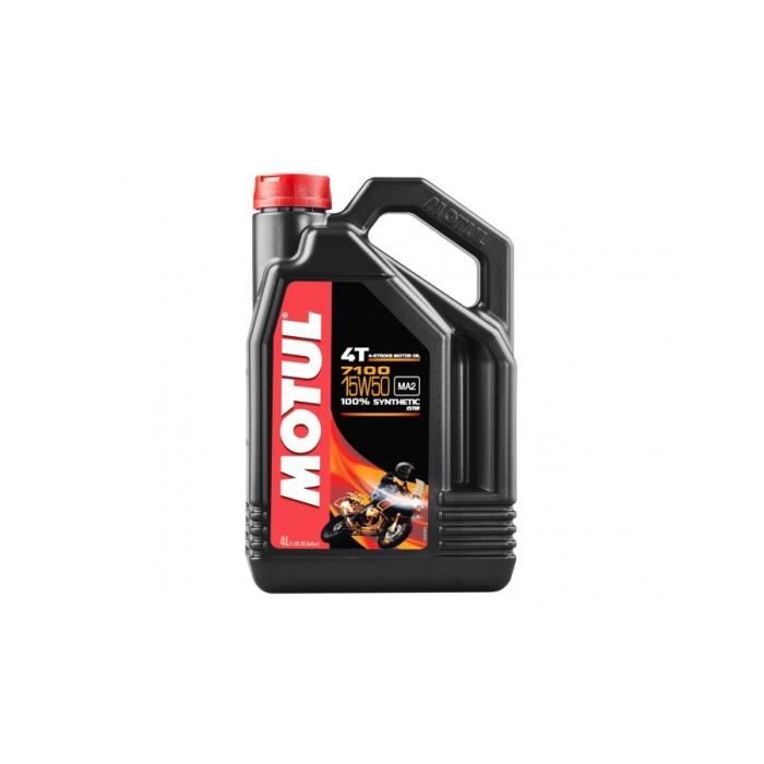 Bidon d'huile Motul 15W-50 7100 MA2 100% synthèse pour moto 4T 4L
