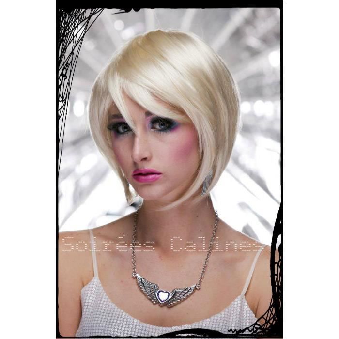 perruque blonde platine courte