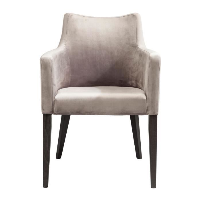 chaise avec accoudoirs kare design mode pieds noirs en velours gris - contemporain et confortable