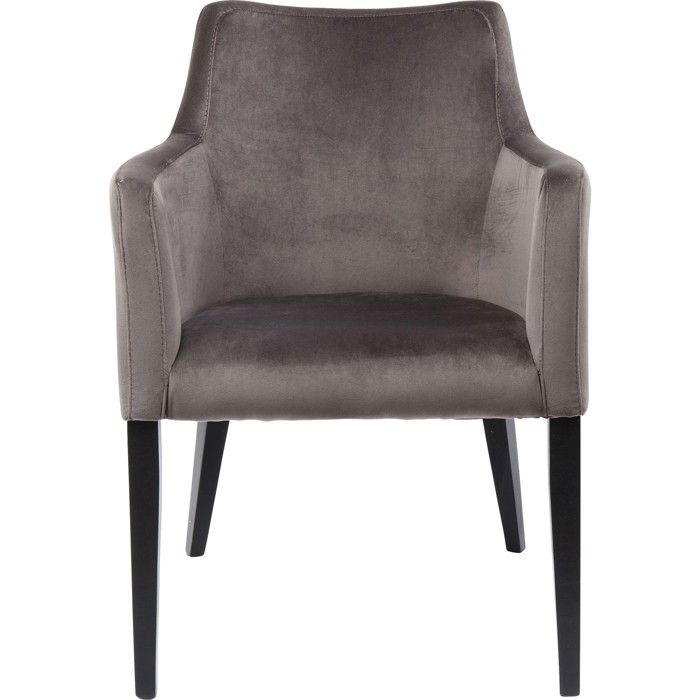Chaise avec accoudoirs Mode pieds noirs velours gris Kare Design Chaise avec accoudoirs Mode pieds noirs velours gris Kare Design