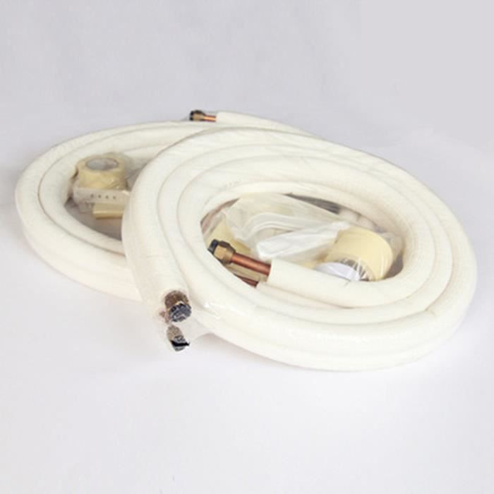 Kit Tubes Cuivre Pour Climatisation - 2 Rouleaux De 10m, Diamètres 1/4" Et 3/8", Gaine Ignifuge, Compatible R32/R410A