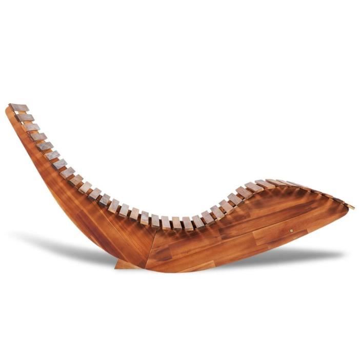 Chaise longue basculante - Bois dacacia - Marron - 149 x 60 x 86 cm - Résistante aux intempéries