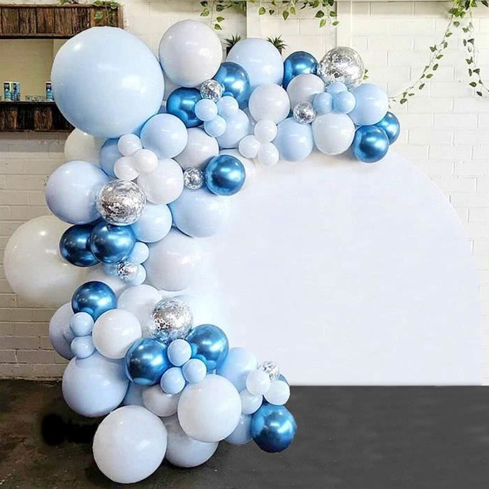 Arche Ballon Bleu Blanc Argent, 107pcs Kit Arche Ballon Anniversaire Garçon  Fille Mariage Saint Valentin Guirlande Ballon Décoration - Cdiscount Jardin