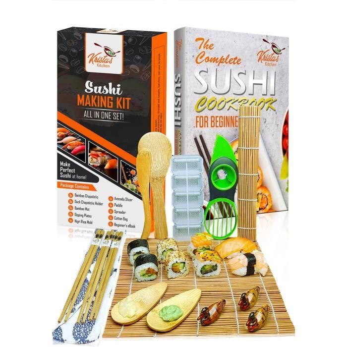 Kit sushi maki complet en bambou – sushi maker kit – 2 nattes à